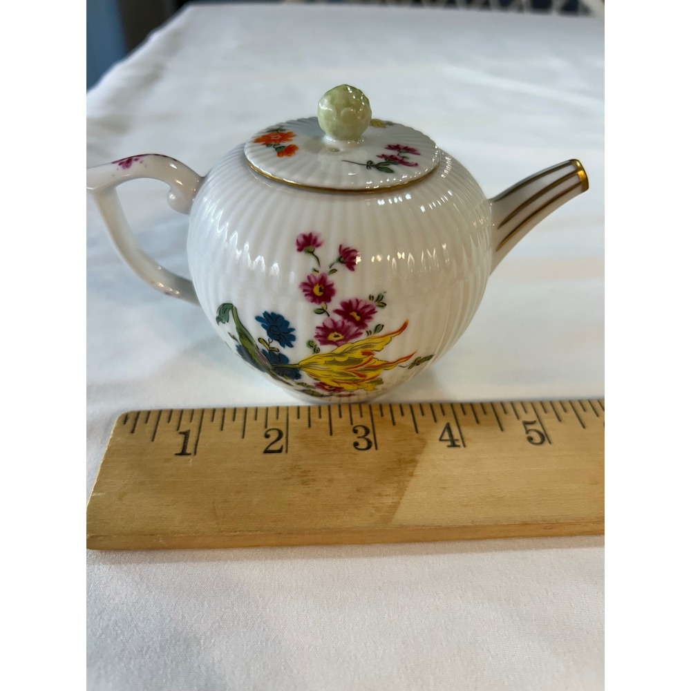 Furstenberg Victoria and Albert Museum Miniature Teapot Floral Porcelain 1985